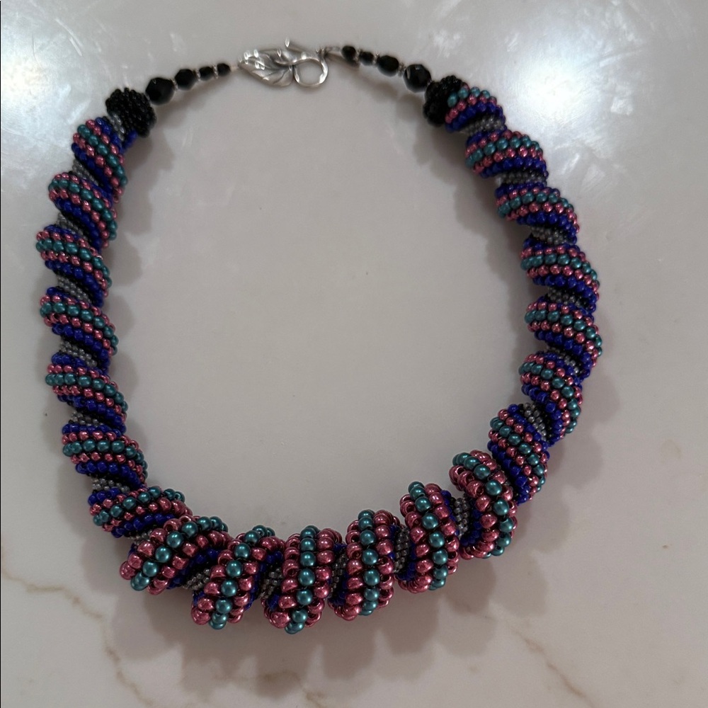 Handmade Cellini Sterling Clasp Spiral 18’ Necklace